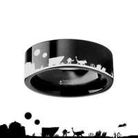 Tatooine Star Wars New Hope Jawas Jabbas Palace Black Tungsten Engraved Ring - 4mm - 12mm - Larson Jewelers
