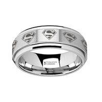 Spinning Superman Logo Engraved Tungsten Carbide Spinner Wedding Band - 8mm - Larson Jewelers