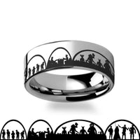 Mos Eisley Cantina A New Hope Star Wars Greedo and Han Solo Tungsten Engraved Ring - 4mm - 12mm - Larson Jewelers