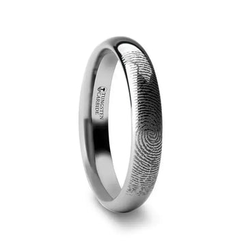 Fingerprint Engraved Domed Tungsten Ring Polished - Dominus - 4mm - 12mm - Larson Jewelers