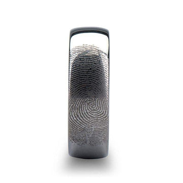 Fingerprint Engraved Domed Tungsten Ring Polished - Dominus - 4mm - 12mm - Larson Jewelers