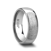 Fingerprint Engraved Domed Tungsten Ring Polished - Dominus - 4mm - 12mm - Larson Jewelers