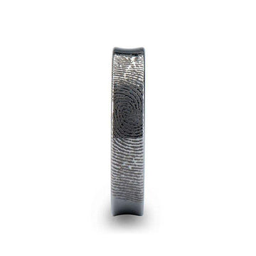 Fingerprint Engraved Concave Tungsten Ring Polished - Washington - 4mm - 8mm - Larson Jewelers