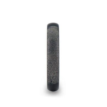 Fingerprint Engraved Domed Black Tungsten Ring with Brushed Finish - Raider - 4mm - 12mm - Larson Jewelers