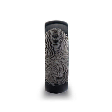 Fingerprint Engraved Domed Black Tungsten Ring with Brushed Finish - Raider - 4mm - 12mm - Larson Jewelers