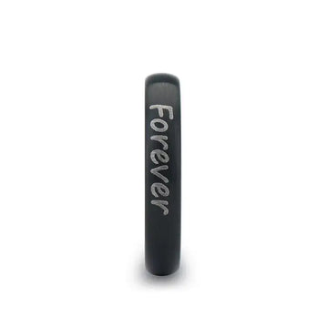 Handwritten Engraved Domed Black Tungsten Ring with Brushed Finish - 4mm - 12mm - Larson Jewelers