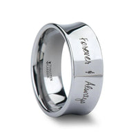 Handwritten Engraved Concave Tungsten Ring Polished - 4mm - 8mm - Larson Jewelers