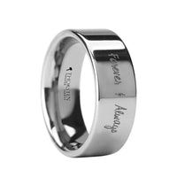 Handwritten Engraved Flat Pipe Cut Tungsten Ring Polished - 4mm - 12mm - Larson Jewelers
