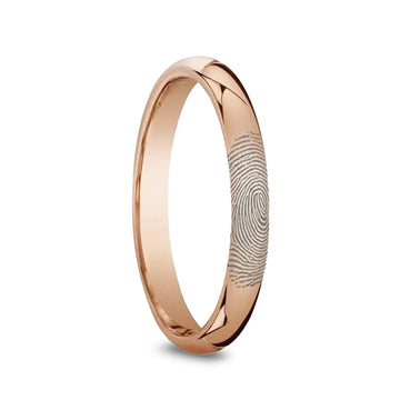 14k Fingerprint Ring Rose Gold Engraved Domed Band - 4mm - 8mm - Larson Jewelers