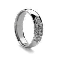 Fingerprint Ring Sterling Silver 925 Engraved Domed Band - 4mm & 8mm - Larson Jewelers