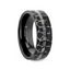 FISSURE Black Tungsten Ring with Hammered Finish and Meteorite Inlay - 8mm