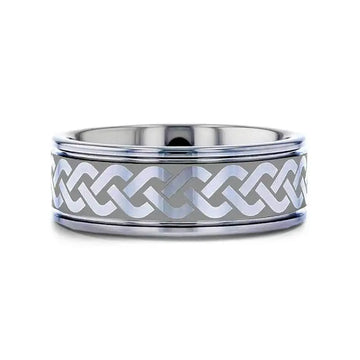PALLAS Laser Engraved Tungsten Ring with Celtic Knot - 6mm - 10mm - Larson Jewelers