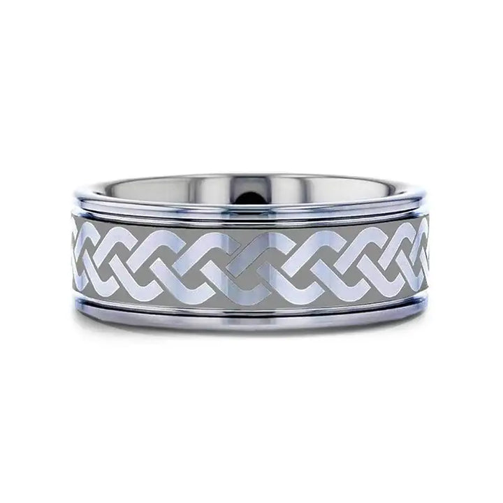 PALLAS Laser Engraved Tungsten Ring with Celtic Knot - 6mm - 10mm - Larson Jewelers