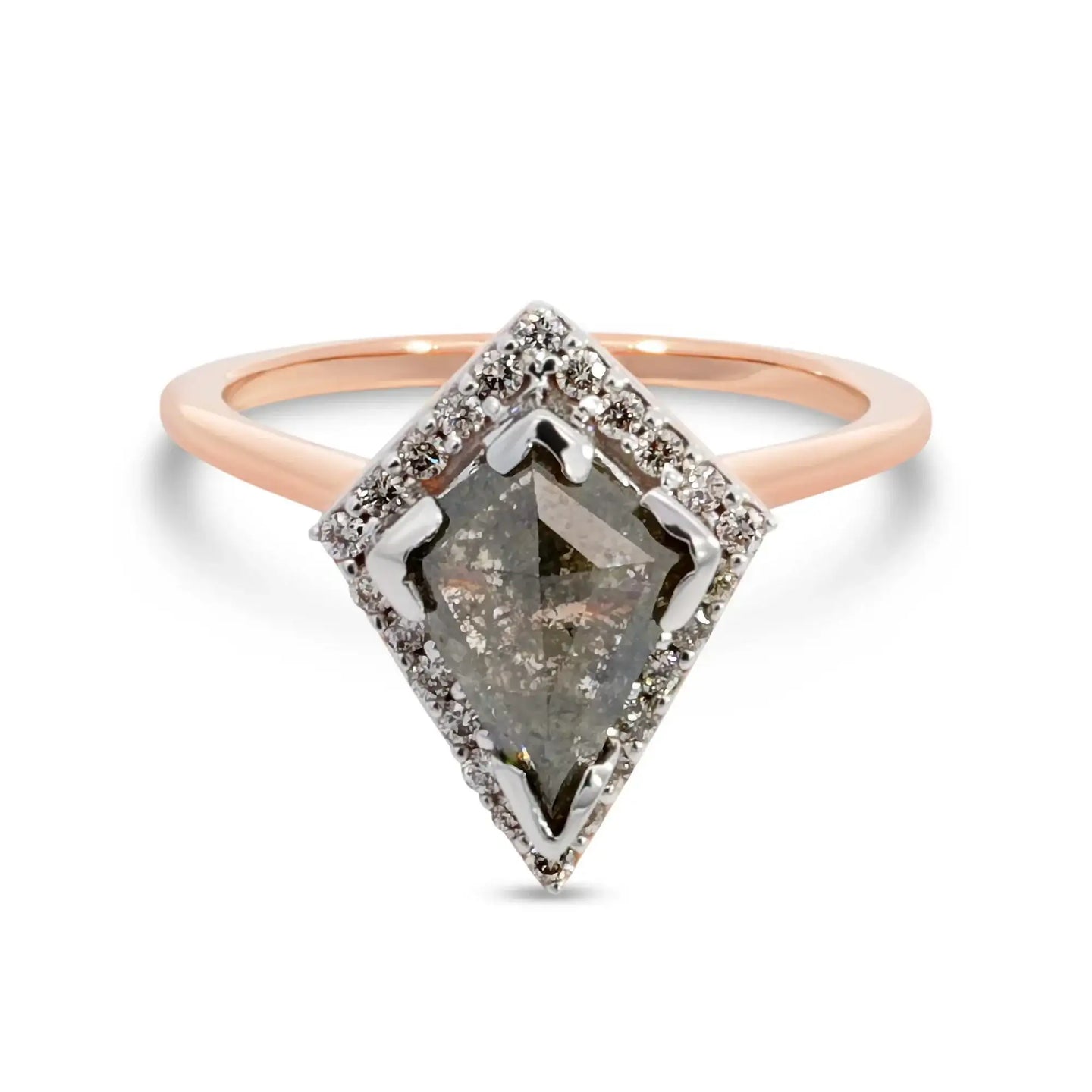 PEPPER 1.42 ct 14K Rose Gold Natural Kite Salt & Pepper Diamond Engagement Ring - Larson Jewelers