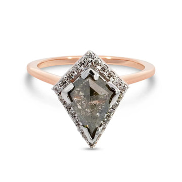 PEPPER 1.42 ct 14K Rose Gold Natural Kite Salt & Pepper Diamond Engagement Ring - Larson Jewelers