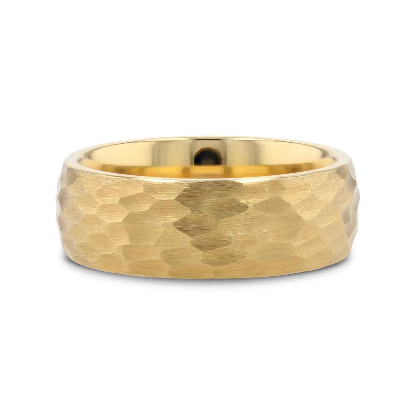 GILDUR Domed Hammered Finish Gold Plated Tungsten Ring - 8mm - Larson Jewelers