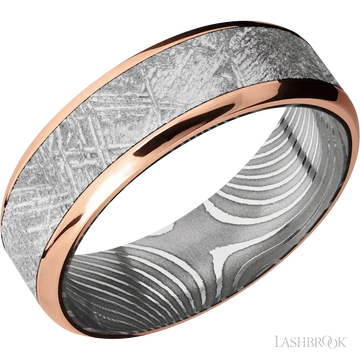 14K Rose Gold with Polish , Polish Finish and Meteorite Inlay and Flattwist - 7MM - Larson Jewelers