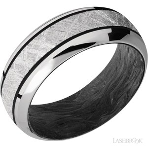 Titanium with Polish , Polish Finish and Meteorite Inlay and Forged Carbon Fiber - 8MM - Larson Jewelers