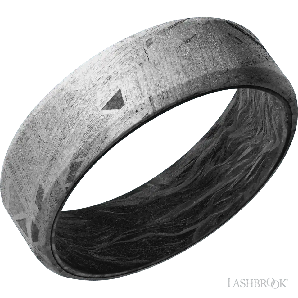 Meteorite with None Finish and Forged Carbon Fiber - 7MM - Larson Jewelers