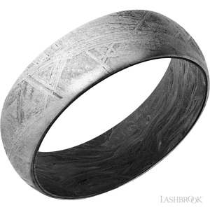 Domed Meteorite with None Finish and Forged Carbon Fiber - 7MM - Larson Jewelers