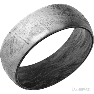 Domed Meteorite band with None Finish and Forged Carbon Fiber - 8MM - Larson Jewelers