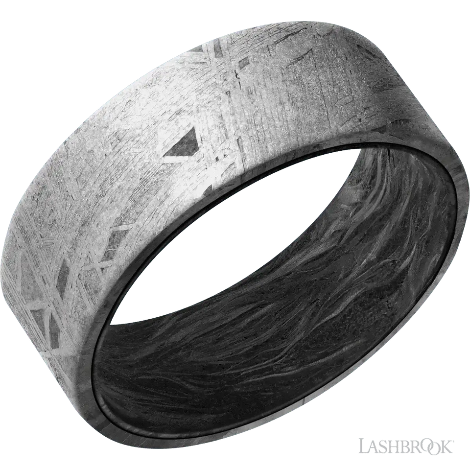 Meteorite with None Finish and Forged Carbon Fiber - 8MM - Larson Jewelers