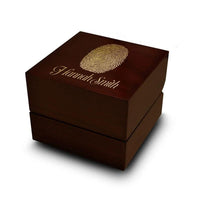 Fingerprint Engraved Wood Ring Box Chocolate Dark Wood Personalized Wooden Wedding Ring Box - Larson Jewelers