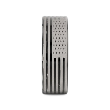 American Flags Engraved Flat Polished Black Tungsten Bands - Larson Jewelers