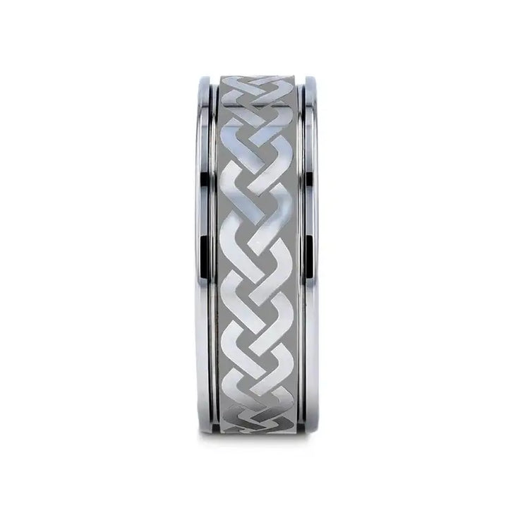 PALLAS Laser Engraved Tungsten Ring with Celtic Knot - 6mm - 10mm - Larson Jewelers