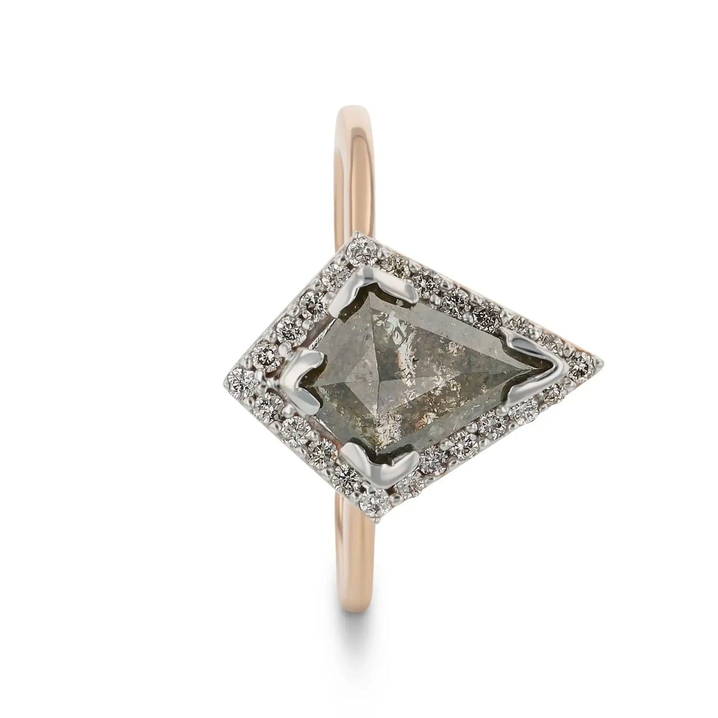 PEPPER 1.42 ct 14K Rose Gold Natural Kite Salt & Pepper Diamond Engagement Ring - Larson Jewelers
