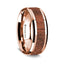 14K Rose Gold Polished Beveled Edges Wedding Ring with Orange Goldstone Inlay - 8 mm - Larson Jewelers