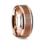 14K Rose Gold Polished Beveled Edges Wedding Ring with Sapele Inlay - 8 mm - Larson Jewelers