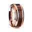 14K Rose Gold Polished Beveled Edges Wedding Ring with Carpathian Inlay - 8 mm - Larson Jewelers