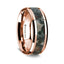 14K Rose Gold Polished Beveled Edges Wedding Ring with Coprolite Inlay - 8 mm - Larson Jewelers