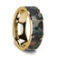 Flat Polished 14K Yellow Gold Wedding Ring with Coprolite Inlay - 8 mm - Larson Jewelers