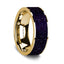 Flat Polished 14K Yellow Gold Wedding Ring with Purple Goldstone Inlay - 8 mm - Larson Jewelers