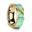 Flat Polished 14K Yellow Gold Wedding Ring with Turquoise Inlay - 8 mm - Larson Jewelers