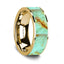 Flat Polished 14K Yellow Gold Wedding Ring with Turquoise Inlay - 8 mm - Larson Jewelers