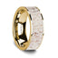 Flat Polished 14K Yellow Gold Wedding Ring with White Deer Antler Inlay - 8 mm - Larson Jewelers
