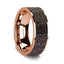Flat Polished 14K Rose Gold Wedding Ring with Dark Deer Antler Inlay - 8 mm - Larson Jewelers