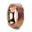 Flat Polished 14K Rose Gold Wedding Ring with Olive Wood Inlay - 8 mm - Larson Jewelers