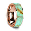 Flat Polished 14K Rose Gold Wedding Ring with Turquoise Inlay - 8 mm - Larson Jewelers