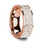 Flat Polished 14K Rose Gold Wedding Ring with White Deer Antler Inlay - 8 mm - Larson Jewelers