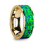 AGAPIOS Flat Polished 14K Yellow Gold with Emerald Green and Sapphire Blue Opal Inlay - 8mm - Larson Jewelers