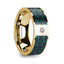 SAROS Black & Green Carbon Fiber Inlaid Polished 14k Yellow Gold Men’s Ring with Diamond - 8mm - Larson Jewelers