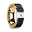 FLAVIA Men’s 14k Yellow Gold Flat Wedding Ring with Diamond Center & Blue/Black Carbon Fiber Inlay - 8mm - Larson Jewelers