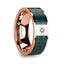 ISAAKIOS Diamond Accented 14k Rose Gold Men’s Wedding Ring with Black & Green Carbon Fiber Inlay - 8mm - Larson Jewelers