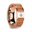 MARINOS Polished 14k Rose Gold Men’s Wedding Band with Red Oak Wood Inlay & Diamond Accent - 8mm - Larson Jewelers