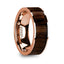 MITSOS Polished 14k Rose Gold Men’s Ring with Black Walnut Wood Inlay - 8mm - Larson Jewelers