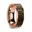 ORESTE Polished 14k Rose Gold Men’s Flat Wedding Ring with Brown Dinosaur Bone Inlay - 8mm - Larson Jewelers